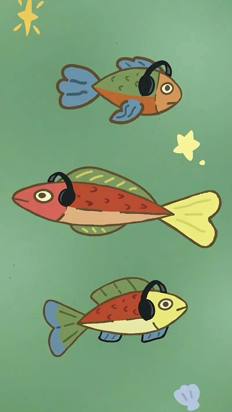 Cuffie Pesce poster con telaio in plastica da bonglantrungmuoi