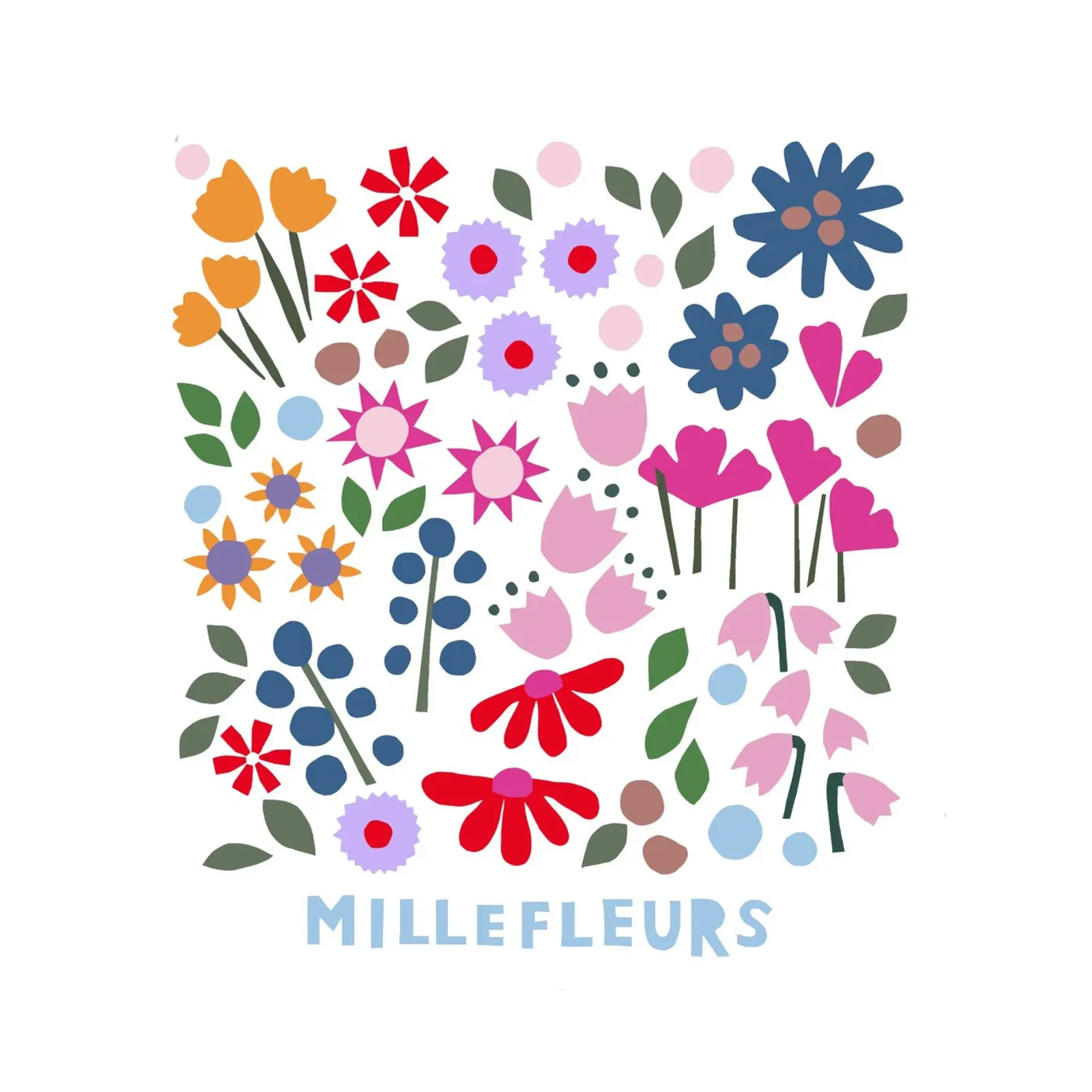 Millefleur weiss poster con telaio in alluminio da Iris Knabenschuh Design