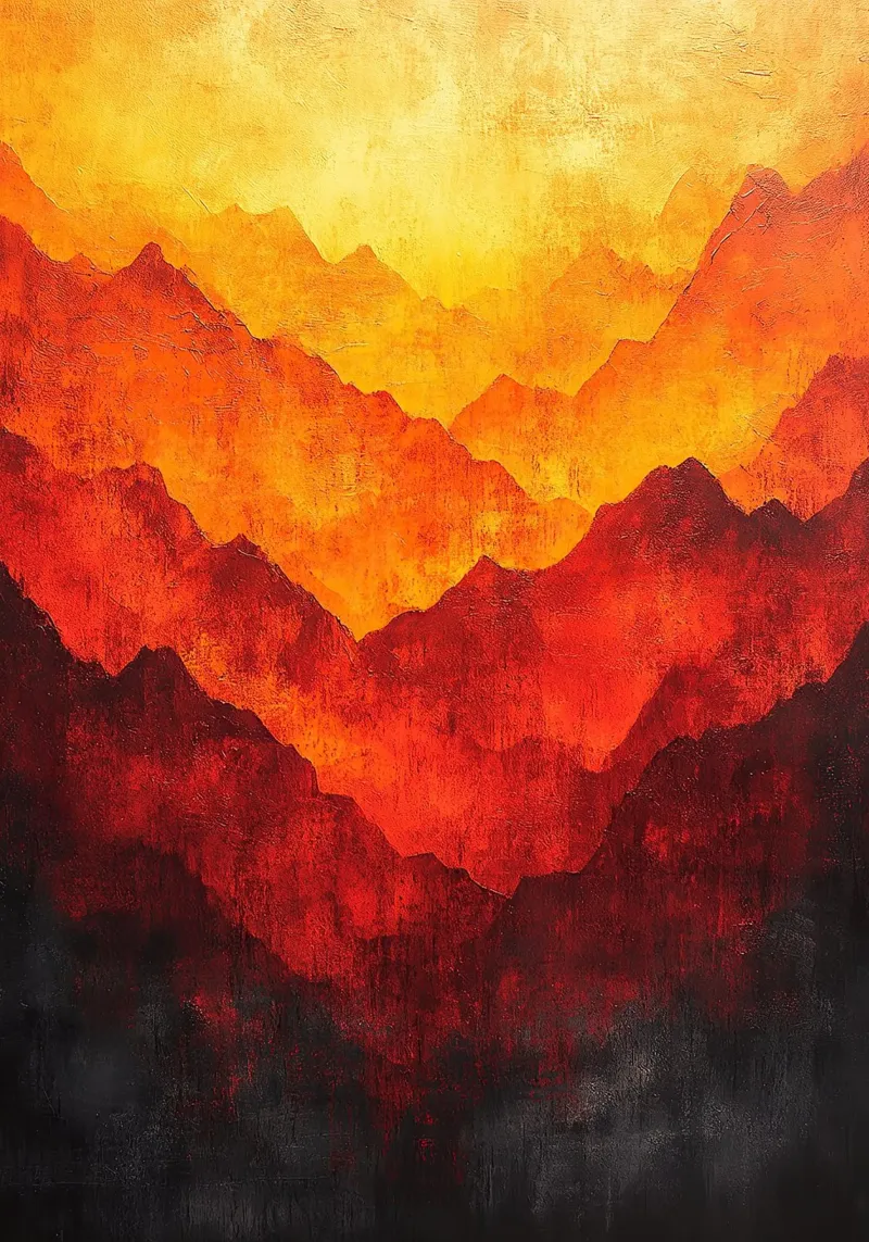 Montagna di fuoco poster con telaio in legno da Nikis Art Studio