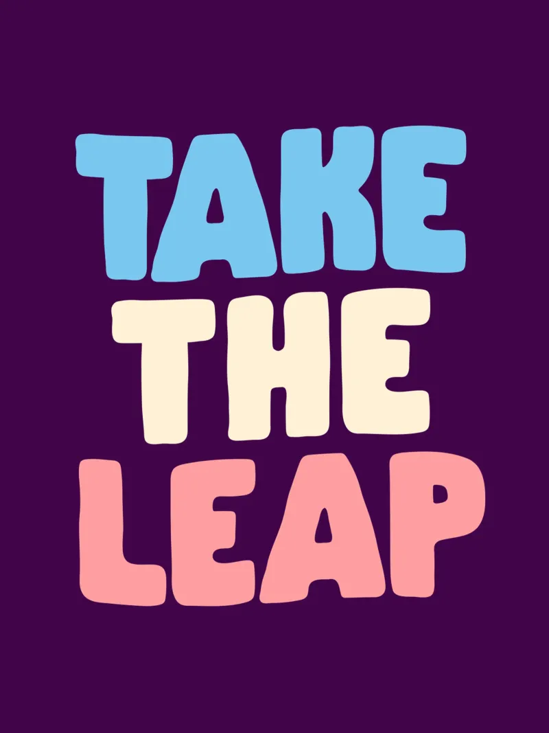 Take the Leap Vibrant Motivational Typography Zitat Leinwand mit Schattenfugenrahmen von THE MOTIVATED TYPE