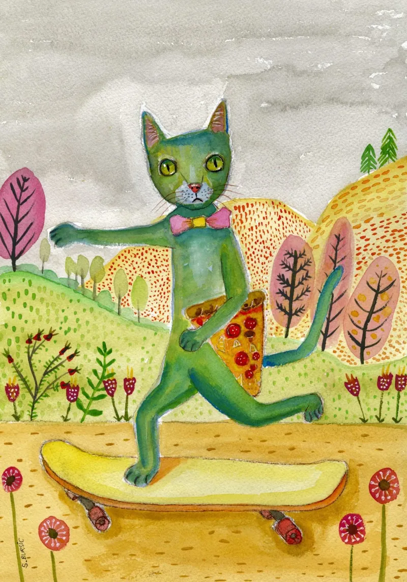 Pizza Cat poster con telaio in plastica da Pictufy Sun & Spirit