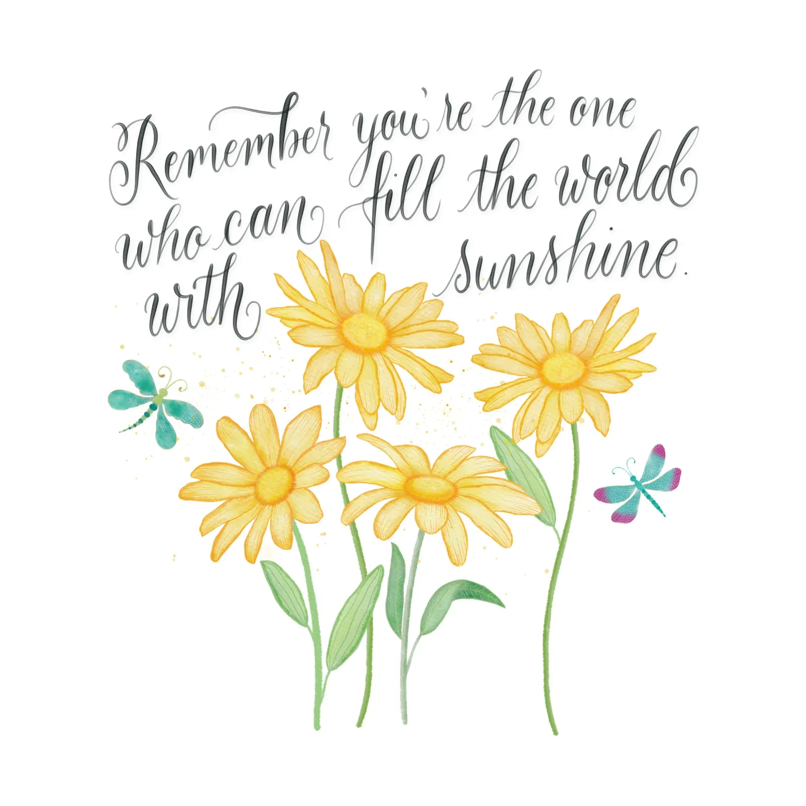 Fiori delicati con libellule. Vibrazioni positive con il sole. carta hahnemühle da CalliLetters