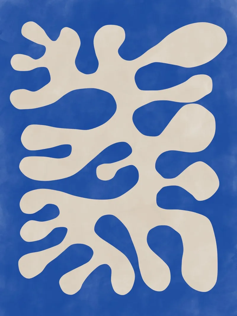 Forme organiche blu poster con telaio in alluminio da Pictufy Sun & Spirit