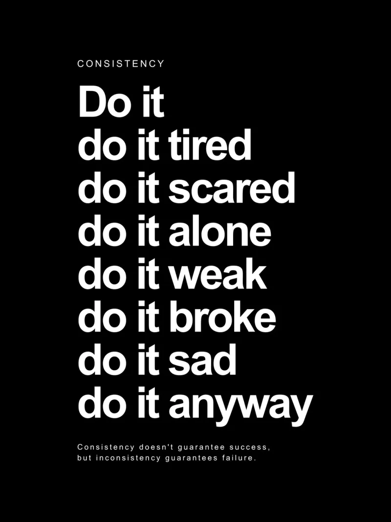 Consistency: Do It Do It Tired Do It Scared Do It Alone hahnemühle by Inspirify