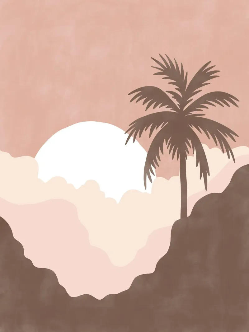 Bagliore dell'alba tropicale poster con telaio in plastica da Pictufy Sun & Spirit