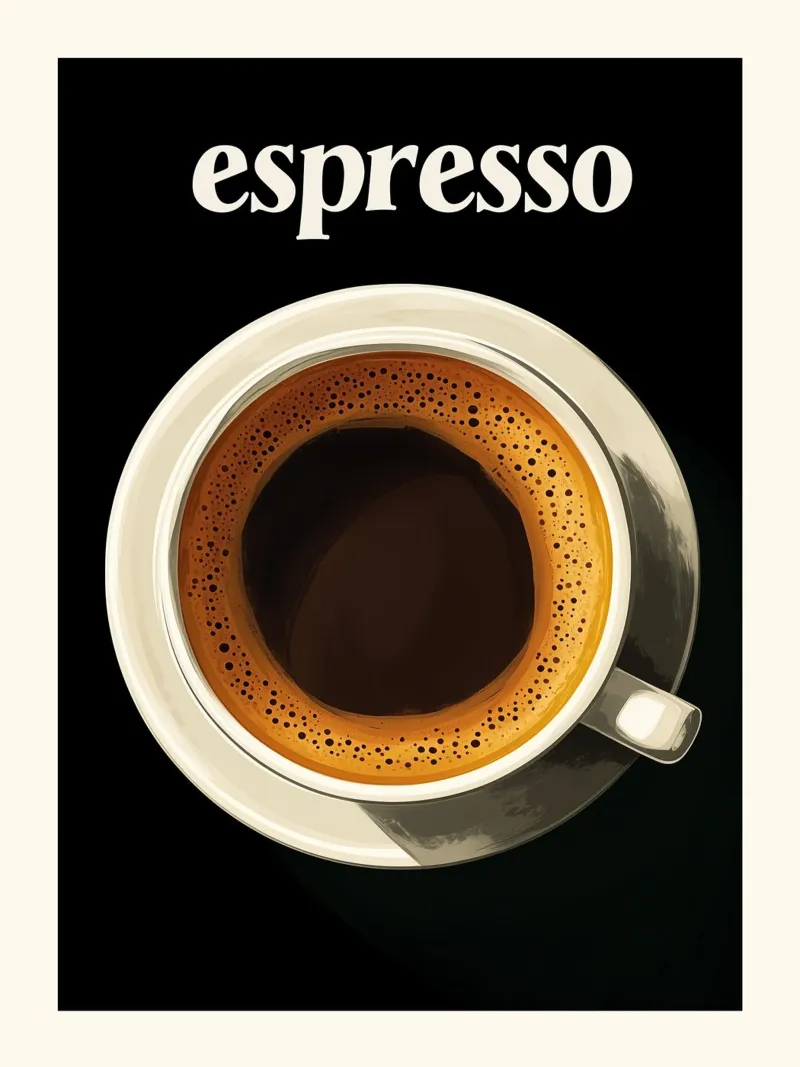 Espresso Coffee Art Poster nero alluminio dibond da Spice & Style