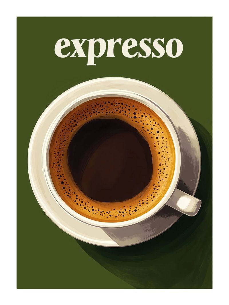 Espressokaffee auf khakigrünem Hintergrund Poster von Spice & Style