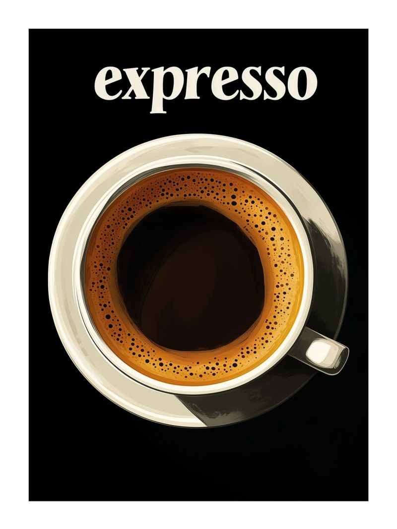 Espressokaffee auf schwarzem Hintergrund Poster von Spice & Style