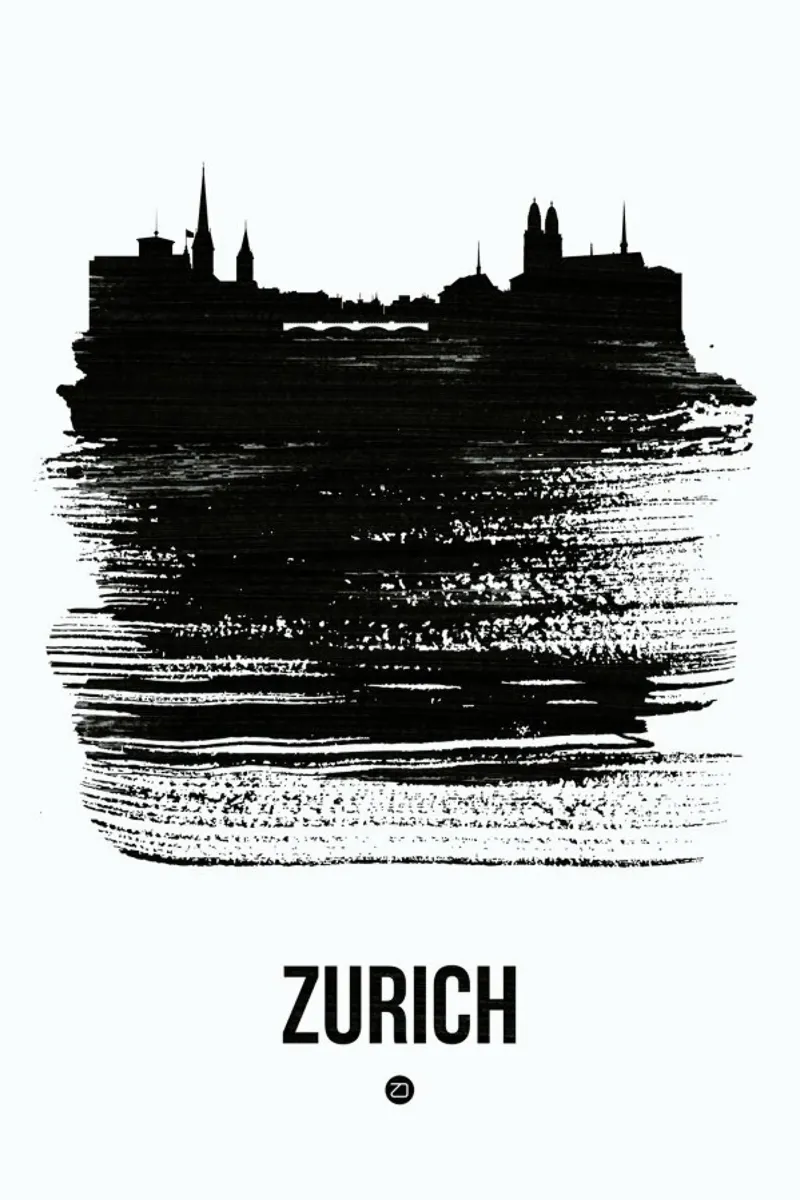 Zurich Skyline Brush Stroke pellicola backlit da Naxart