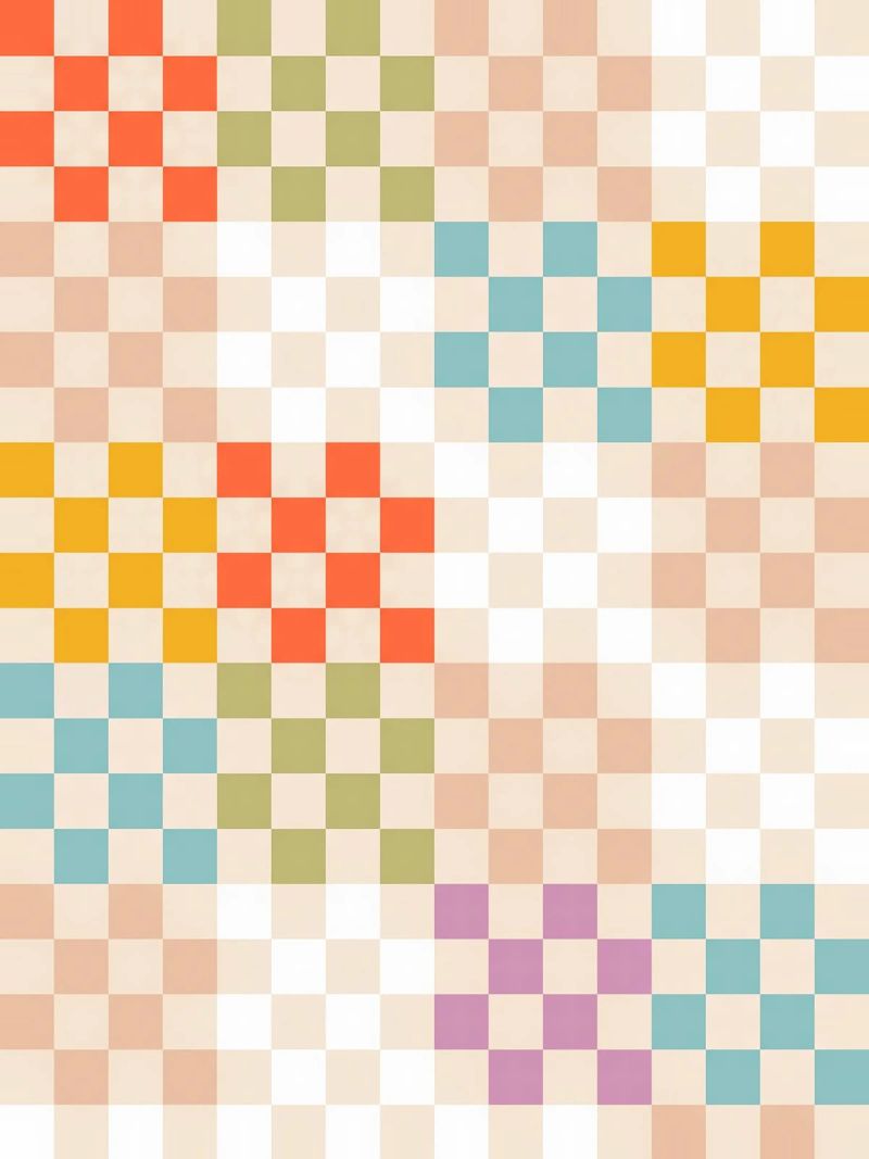Retro Summer Check Patchwork Pattern canvas by Dominique Vari Abstract