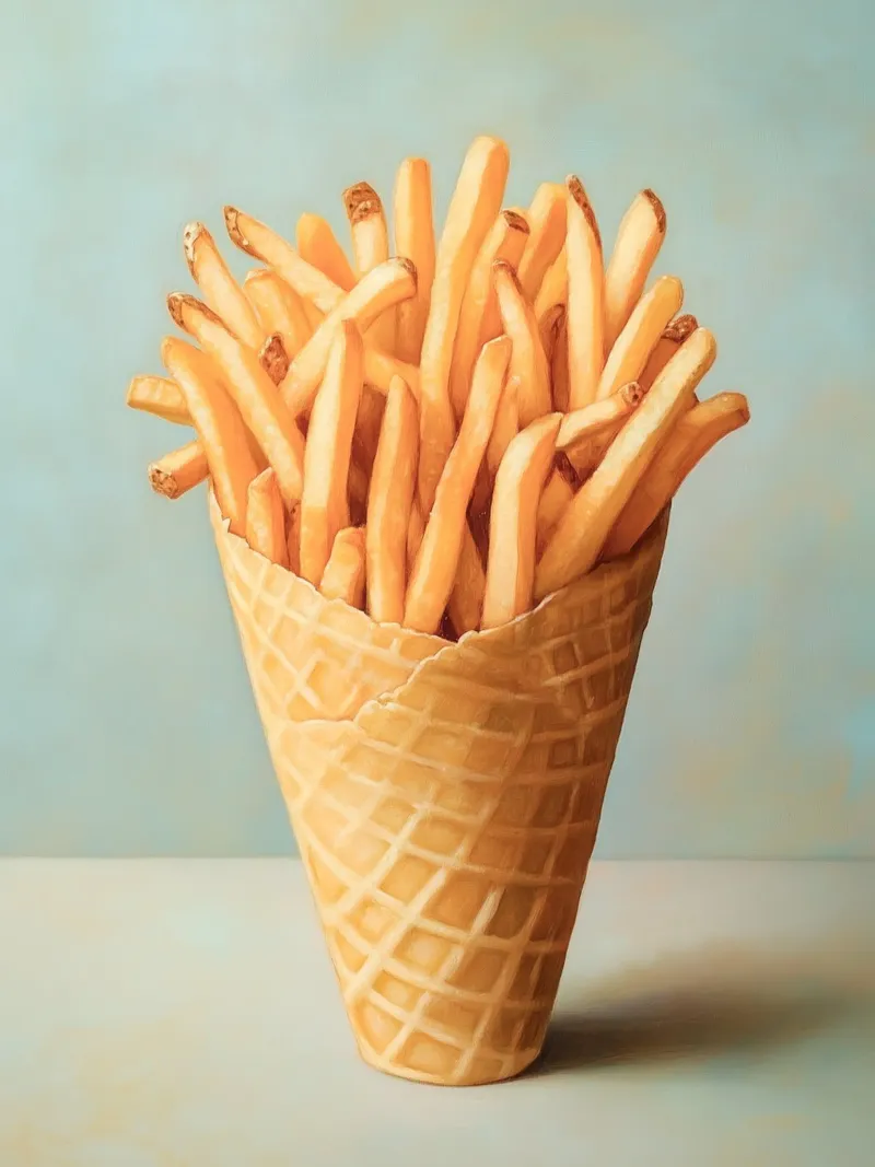 Patatine fritte in un cono gelato pellicola backlit da Carinaprint