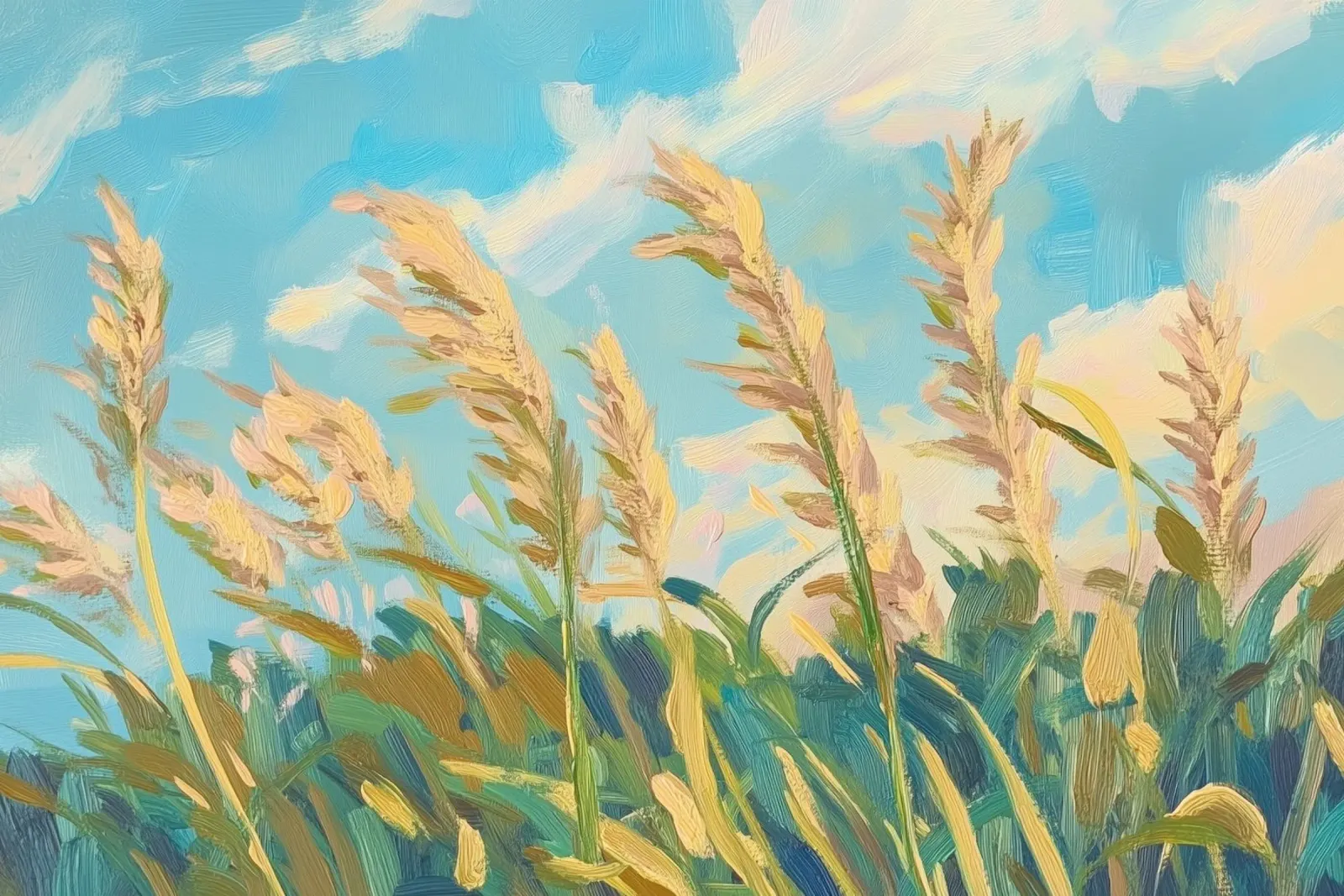 Champ de blé sous un ciel bleu clair hahnemühle de Melloi Art Print
