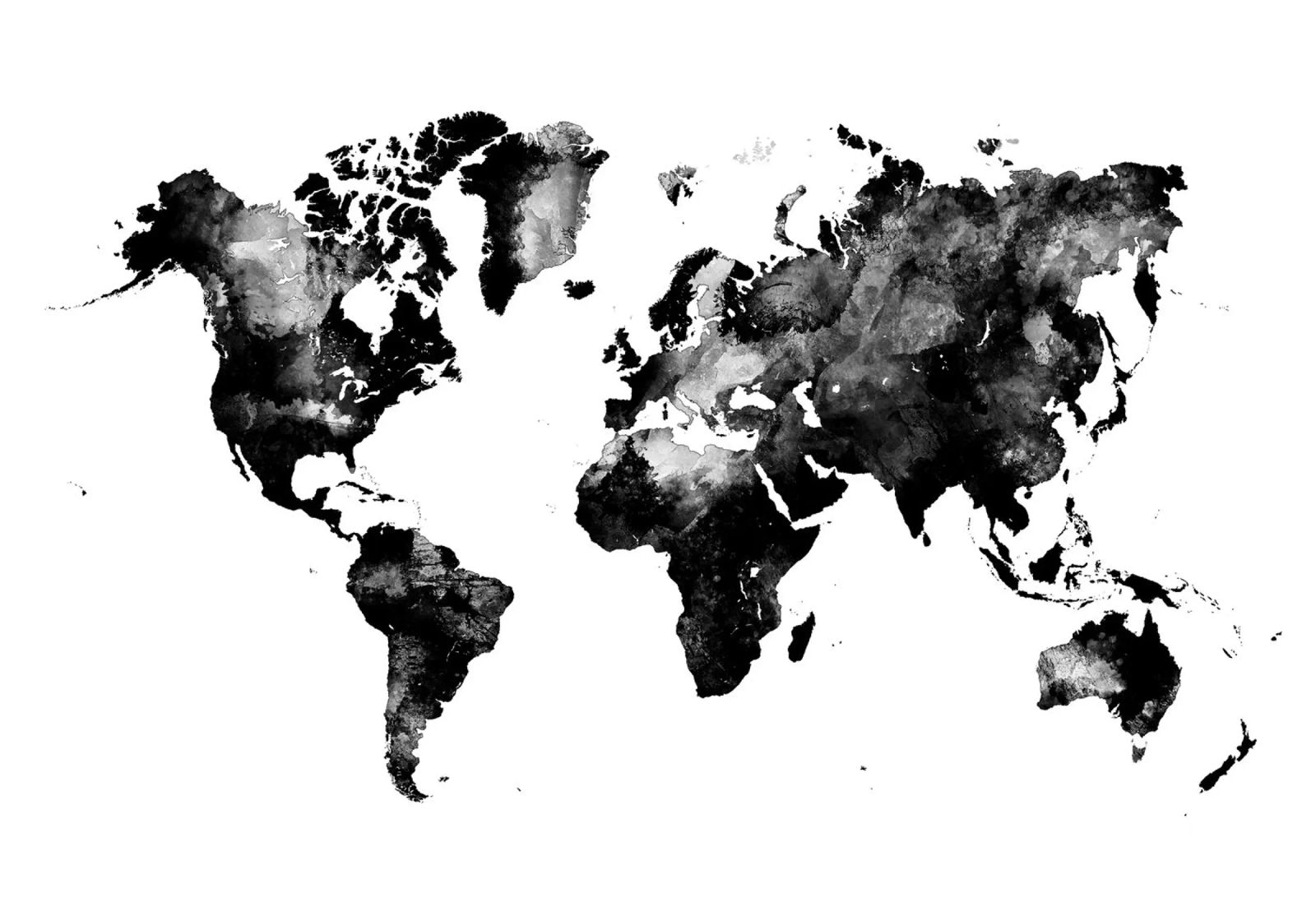 Black and white world map poster by Justyna Jaszke JBJart