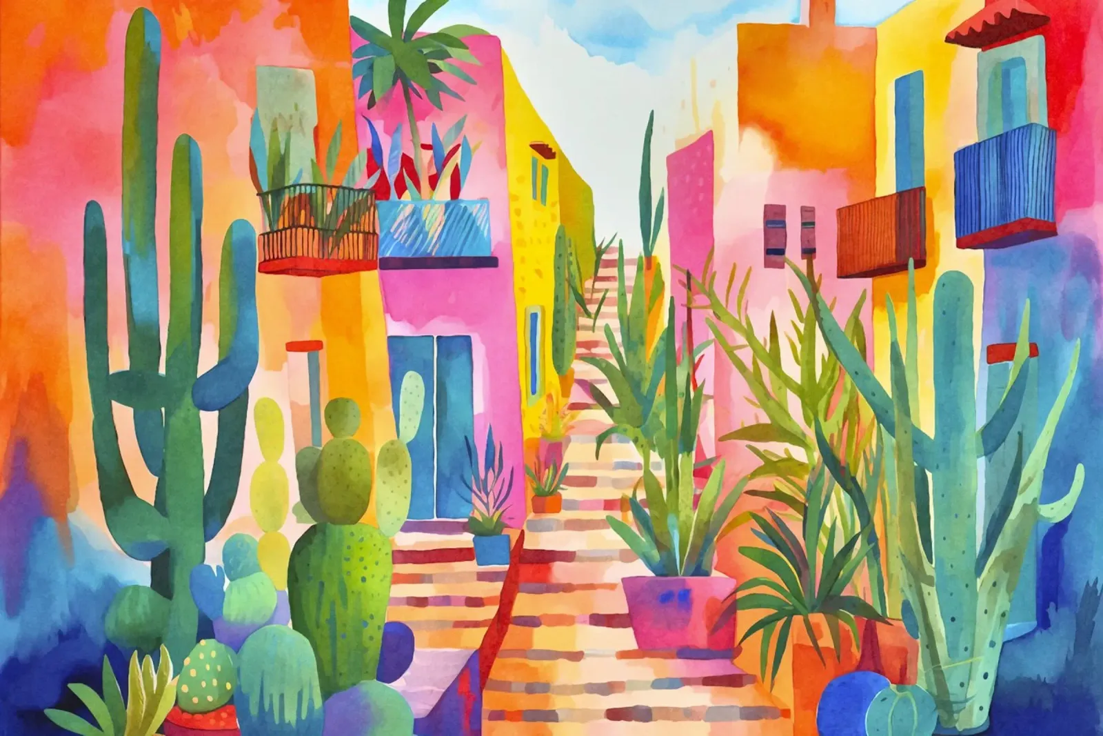 Villaggio tropicale Fascino rurale poster con telaio in legno da Andrea Haase Modern Home
