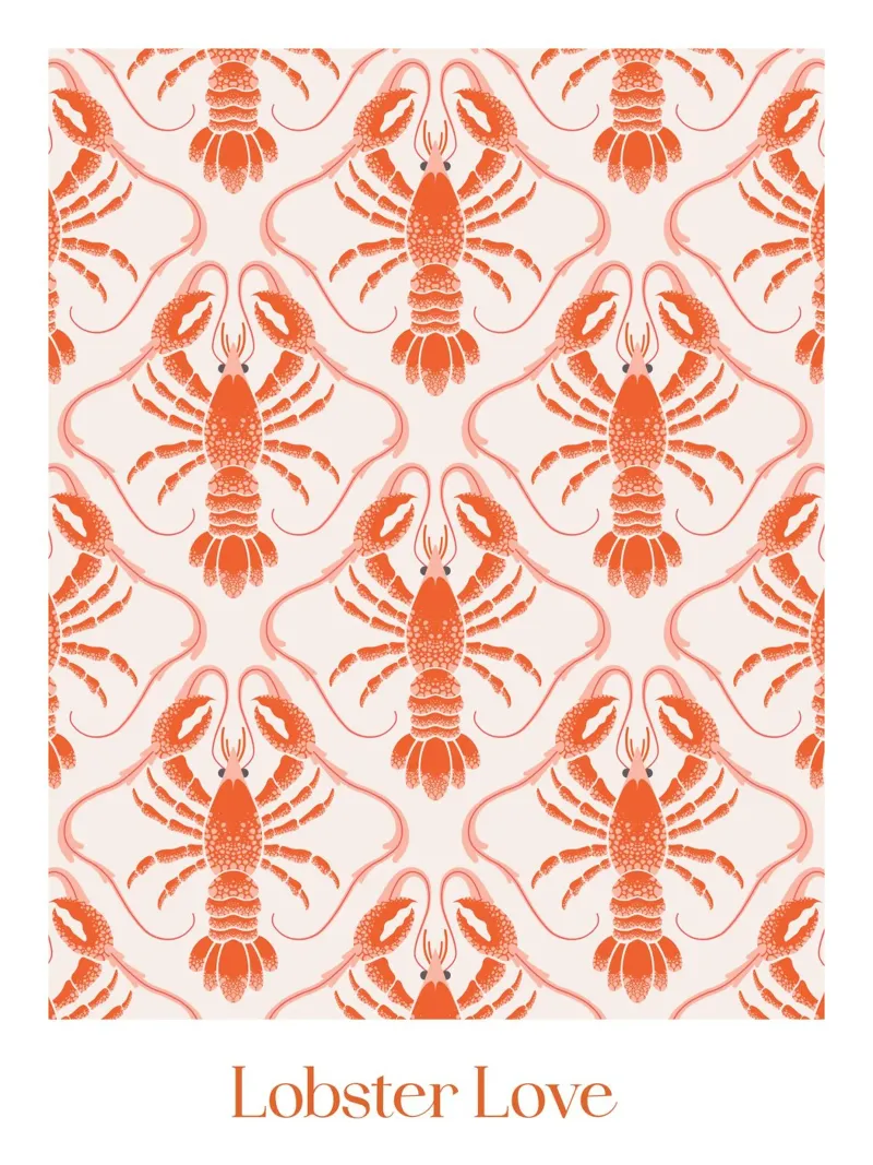 Lobster Love Pattern acrylic glass by CoelfenArt