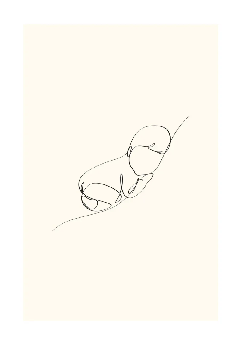 Bebé de una línea Beige poster con marco de plástico de KidzStudio