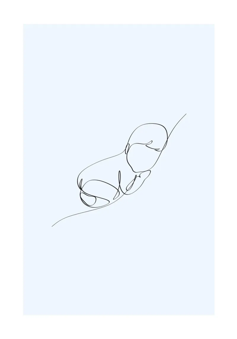 One Line Baby Boy poster con telaio in alluminio da KidzStudio