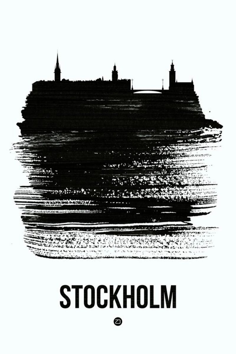 Stockholm Skyline Brush Stroke Poster von Naxart