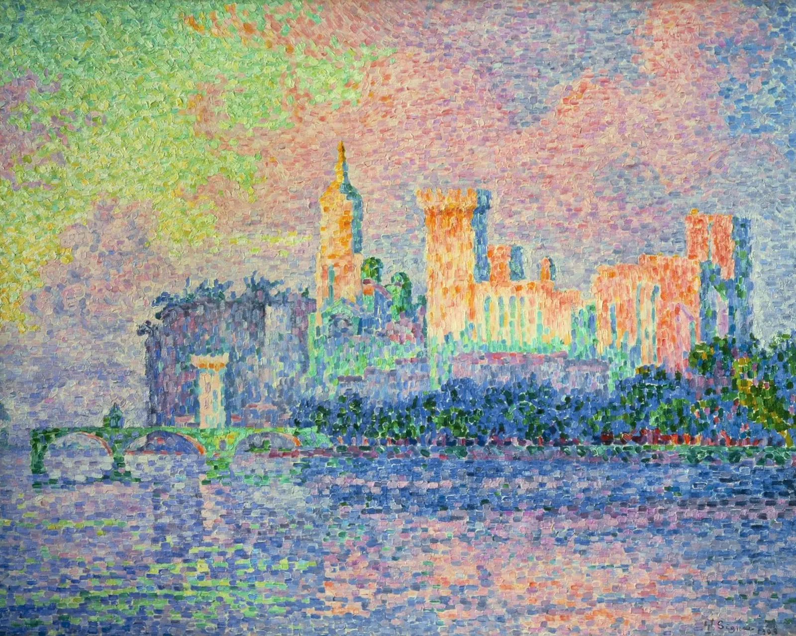 Paul Signac - Palazzo dei Papi Avignone pellicola backlit da Timeless Artworks