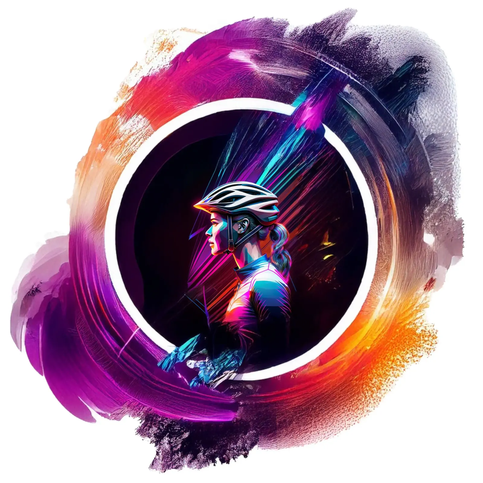 Racing bike art, racing cyclist colourful design alu-dibond by Radkunstwerk