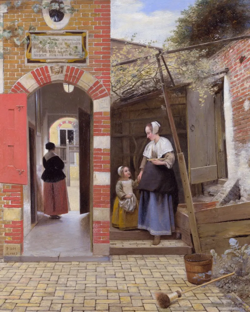 Pieter de Hooch - Il cortile di una casa a Delft pellicola backlit da William Store