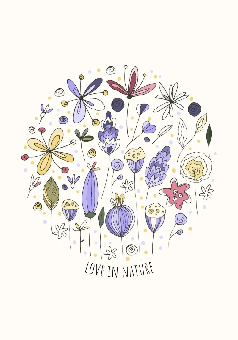 L'amore nella natura - motivo floreale poster con telaio in alluminio da KidzStudio