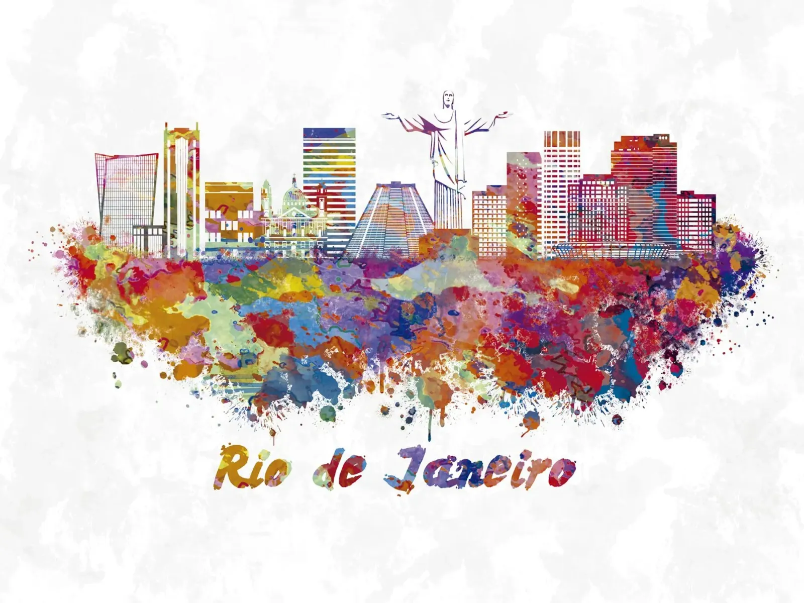 Lo skyline di Rio de Janeiro in acquerello pellicola backlit da 🎁 ARTVI-SHOP
