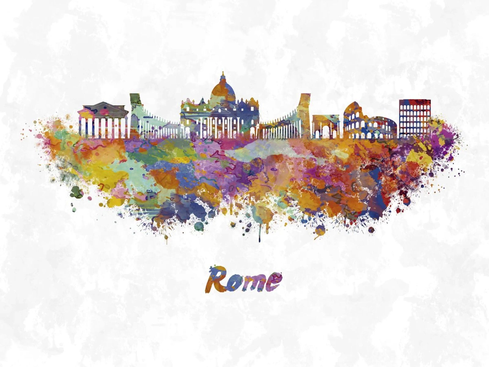 Rome skyline in watercolor poster by ARTVI-SHOP