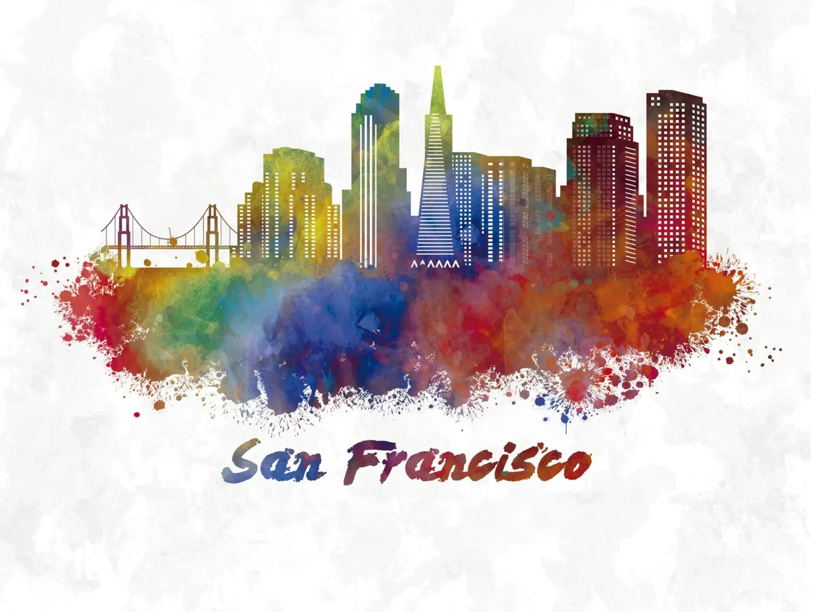 Lo skyline di San Francisco in acquerello pellicola backlit da ARTVI-SHOP