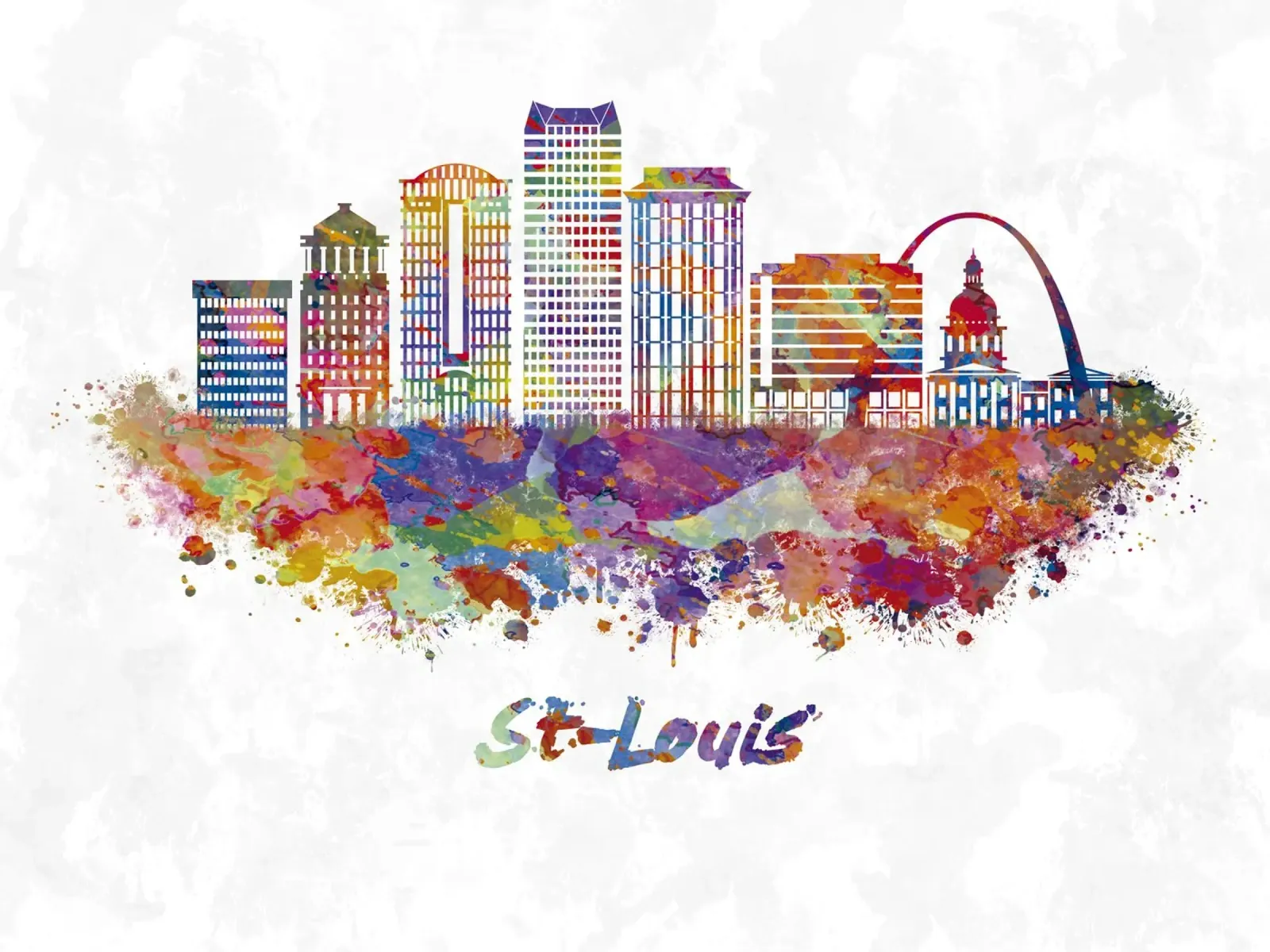 Lo skyline di St. Louis in acquerello pellicola backlit da ARTVI-SHOP