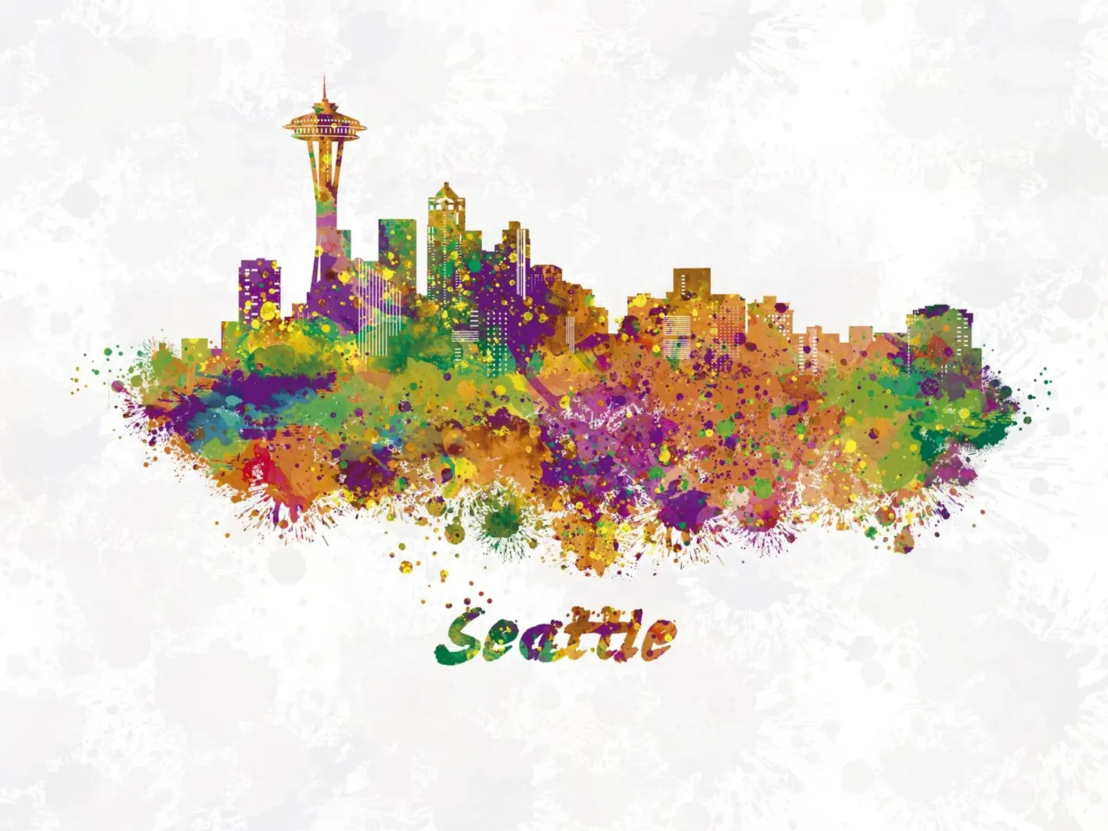 Lo skyline di Seattle in acquerello pellicola backlit da ARTVI-SHOP