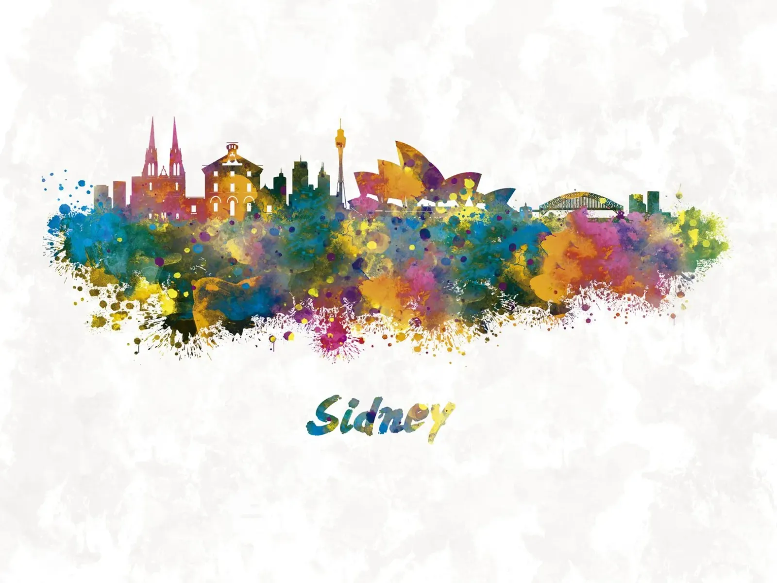 Lo skyline di Sydney in acquerello pellicola backlit da 🎁 ARTVI-SHOP