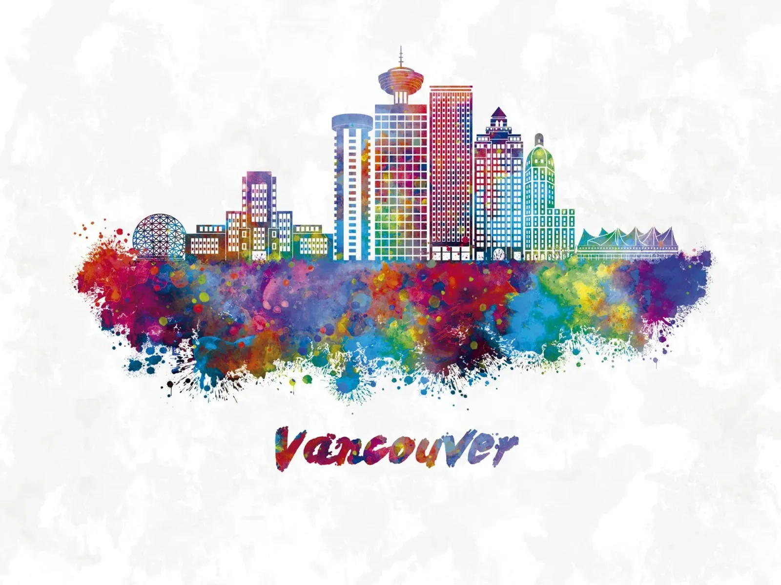 Lo skyline di Vancouver in acquerello pellicola backlit da ARTVI-SHOP