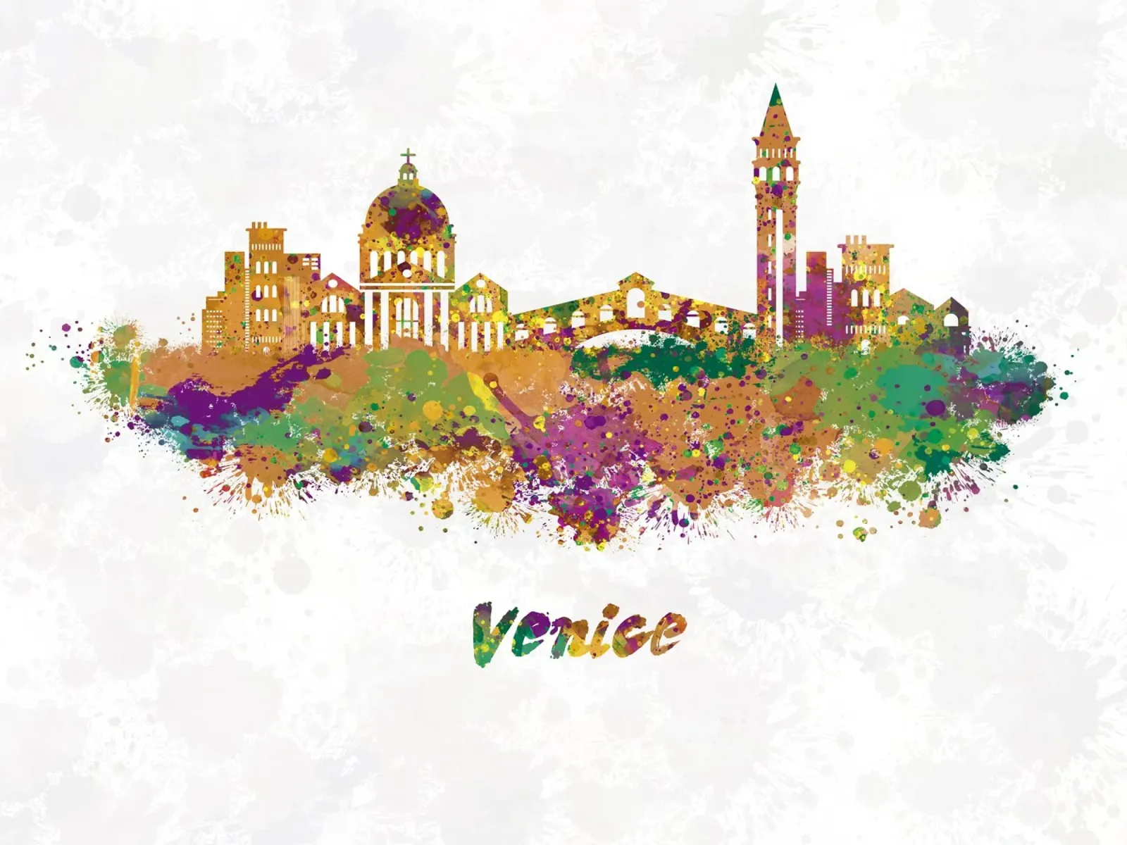 Lo skyline di Venezia in acquerello pellicola backlit da ARTVI-SHOP