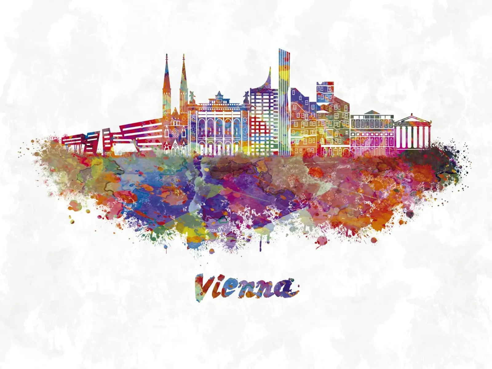 Lo skyline di Vienna in acquerello pellicola backlit da ARTVI-SHOP