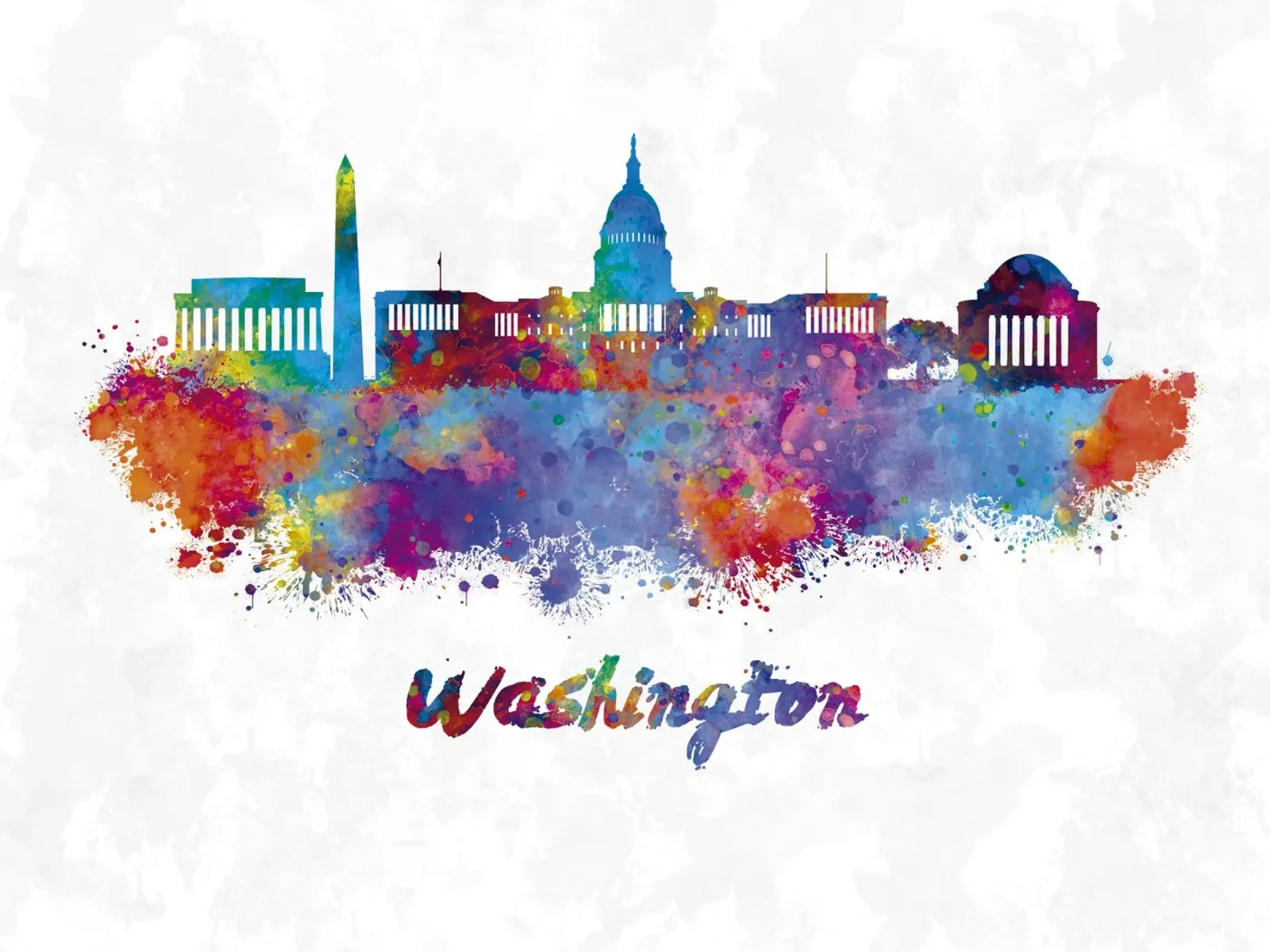 Skyline di Washington in acquerello pellicola backlit da ARTVI-SHOP