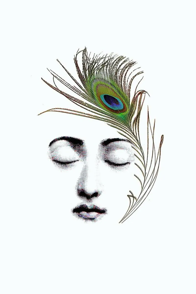 The peacock feather poster con telaio in plastica da Rococco LA