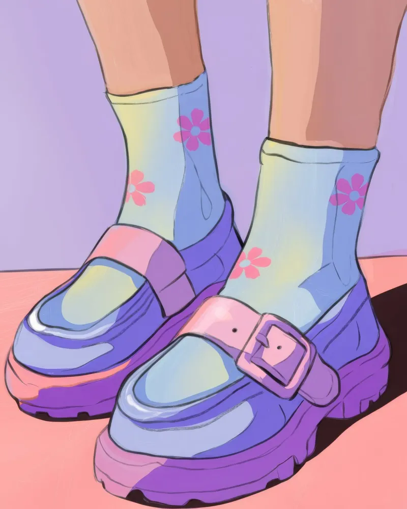 Sinfonia di scarpe pastello tela con Cornice a cassetta da Prism Palette