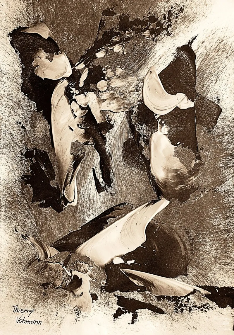 SEPIA 32 poster con telaio in legno da Thierry Vobmann Abstract painting