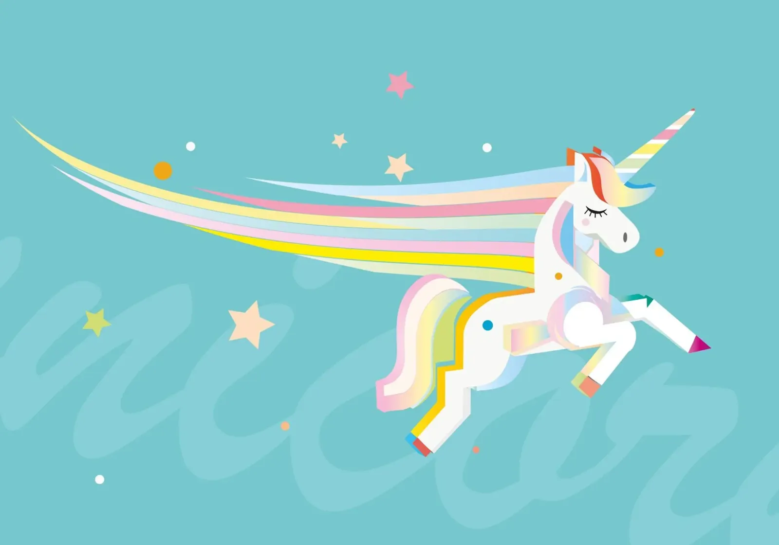 Magico unicorno - Illustrazione colorata poster con telaio in alluminio da namosh