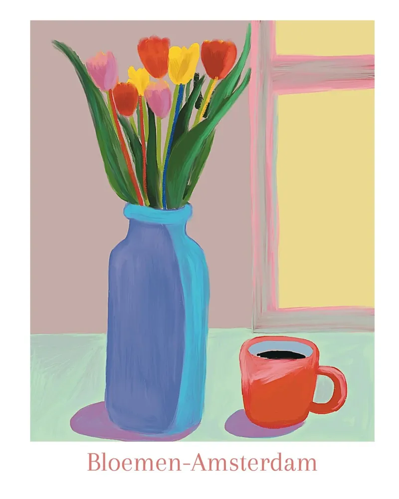 Fiori ad Amsterdam poster con telaio in legno da tainah negreiros