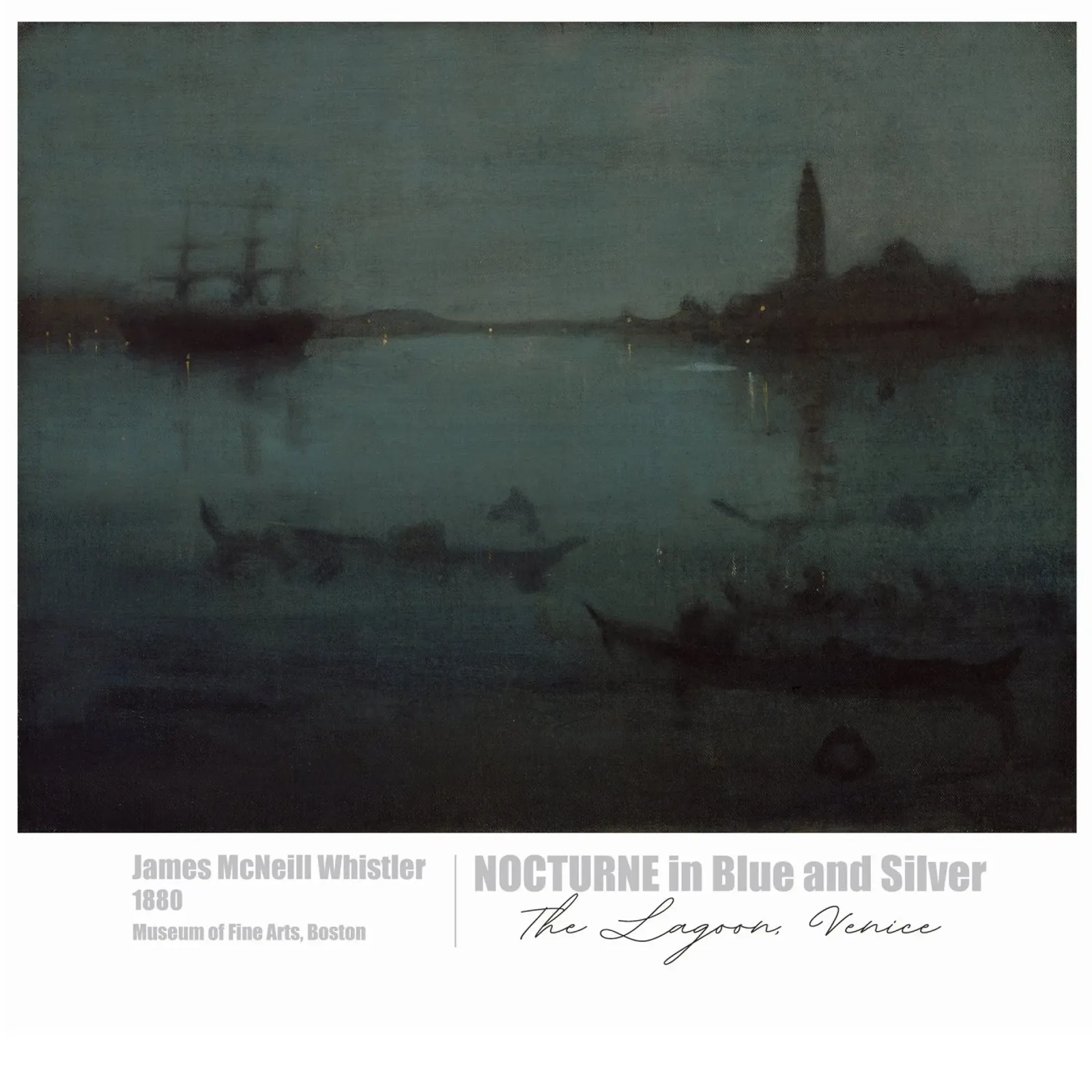 Elegante atmosfera notturna: Nocturne in blu e argento - La La poster con telaio in legno da Little Art Histories