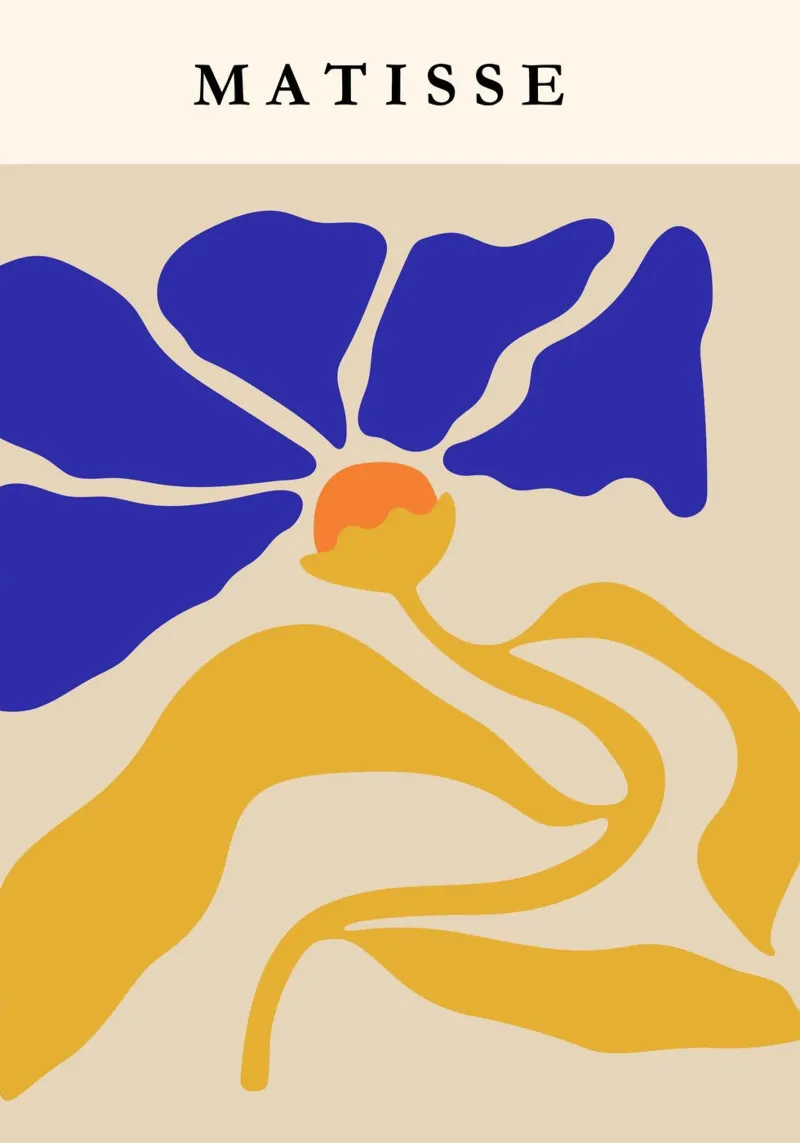 Henri Matisse-Inspired Abstract Floral Art Print alluminio dibond da PrintCessStudio