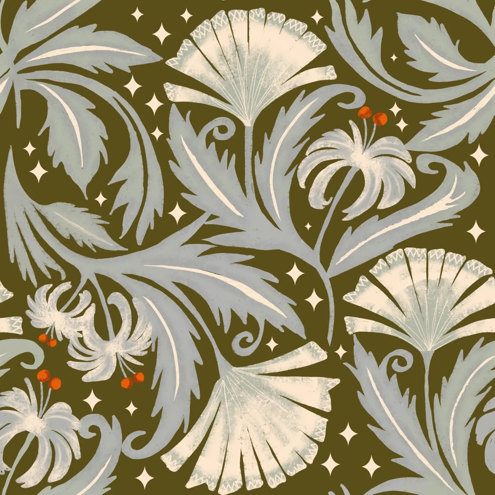 Vintage Botanica Olive Bronze - Heritage Revival Floral hahnemühle by susanacosta