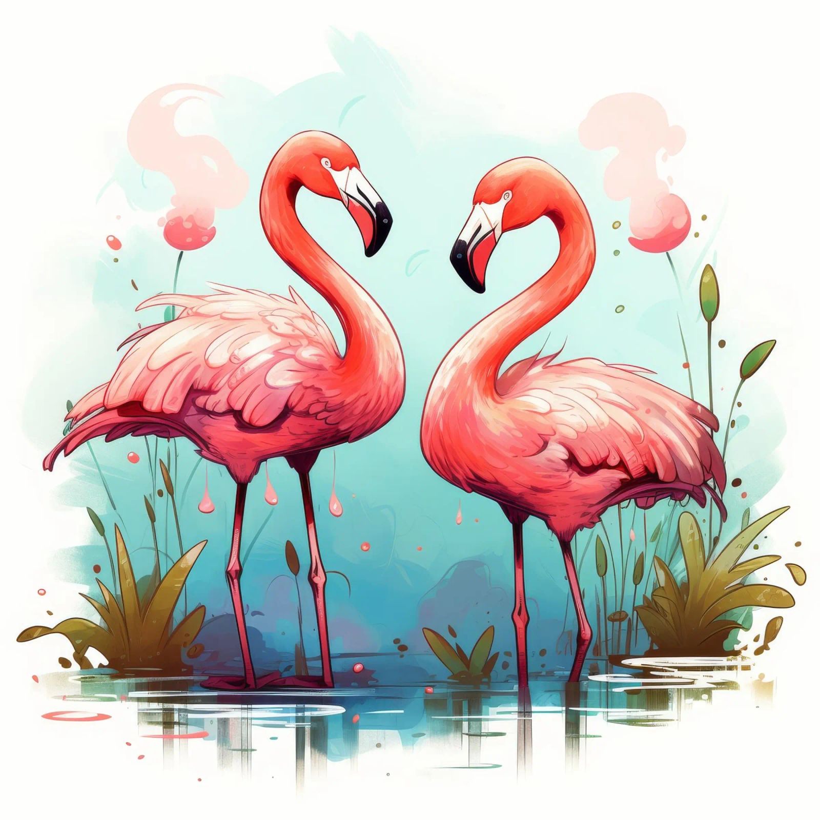 Duo rétro de flamants roses poster de Funny Animals