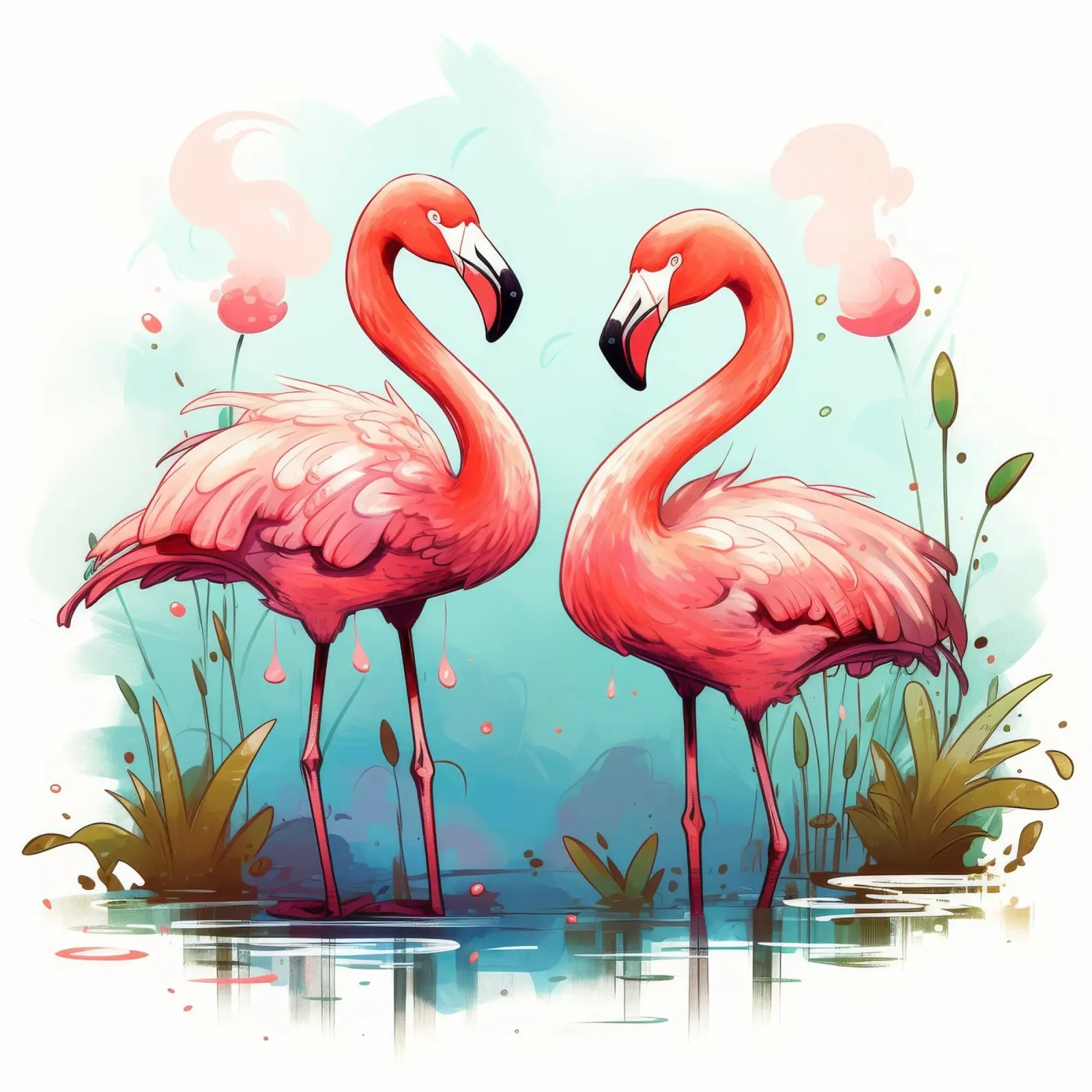 Duo di fenicotteri retrò carta hahnemühle da Funny Animals