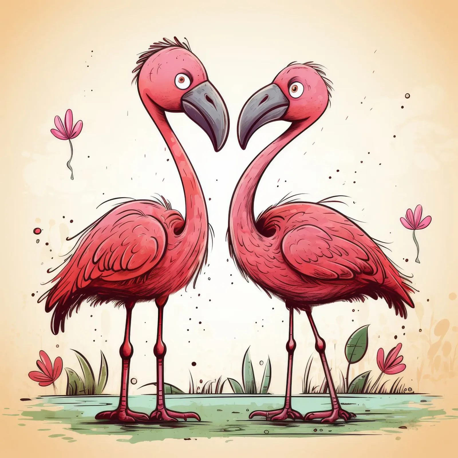 Duo di fenicotteri retrò carta hahnemühle da Funny Animals