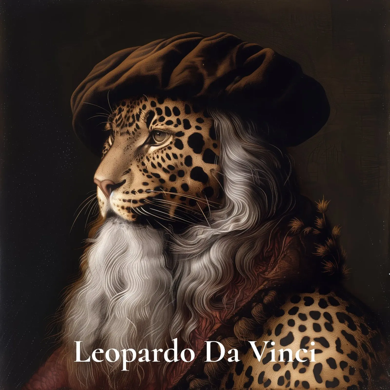 Arte da parete surreale | Leopardo Da Vinci | Fun Classic Art Remix poster da Kaji