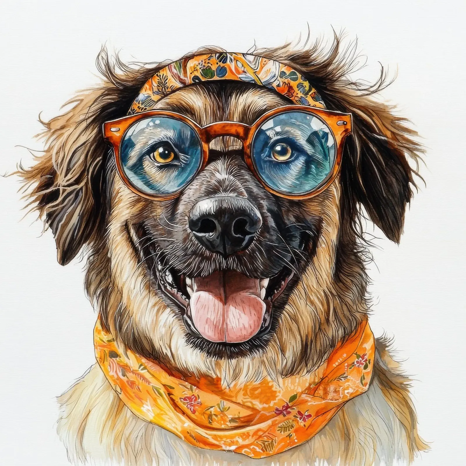 Funny Anatolian Shepherd in Glasses canvas with Floater frame by Funny Animals