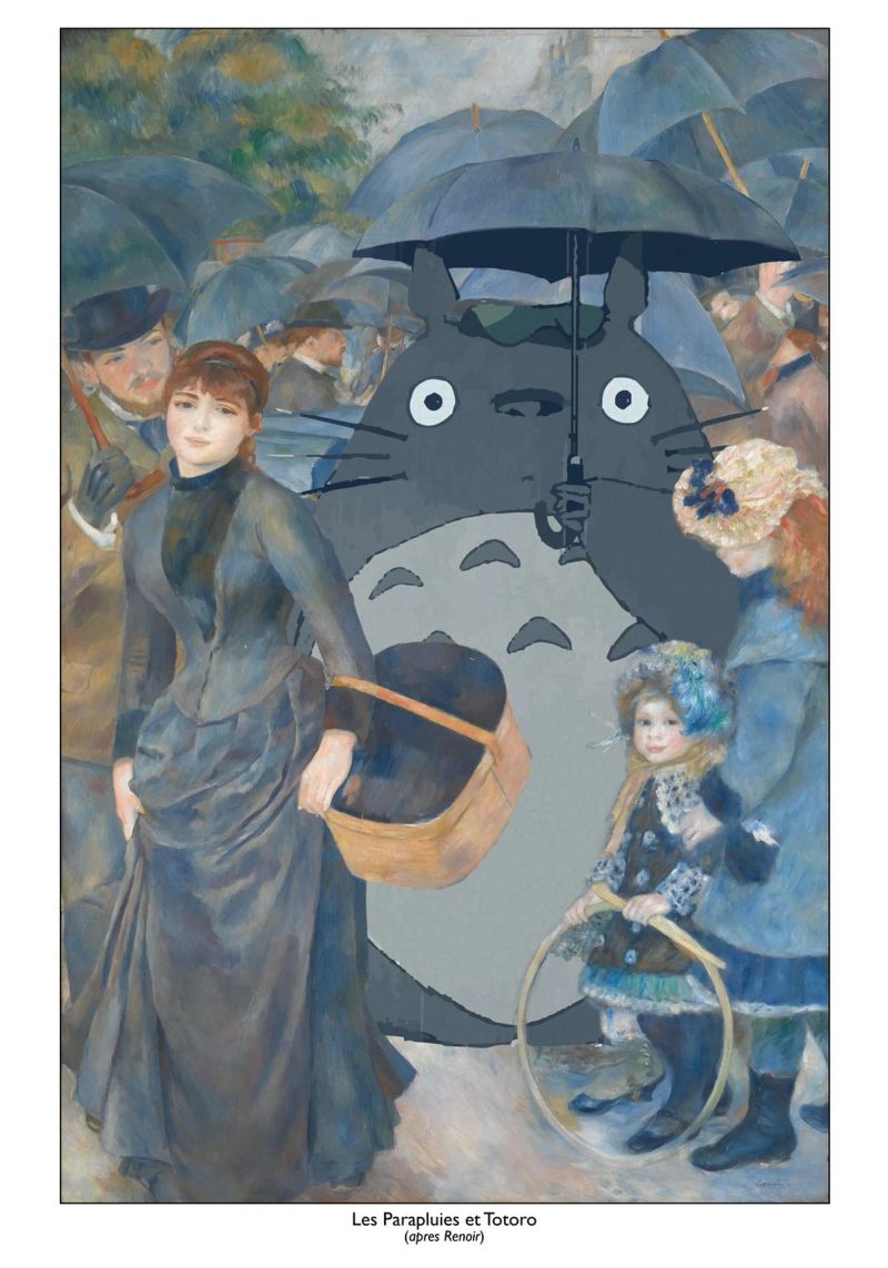 Totoro mit einem Regenschirm - Renoir-Parodie Poster von Mashtup